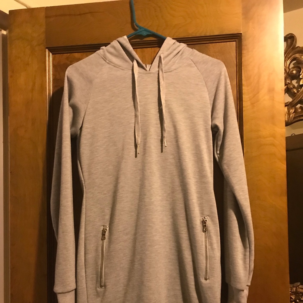 Zipper sweater dress with hood